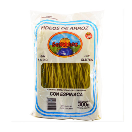 Fideos de arroz Espinaca paq. 300 grs. SOYARROZ