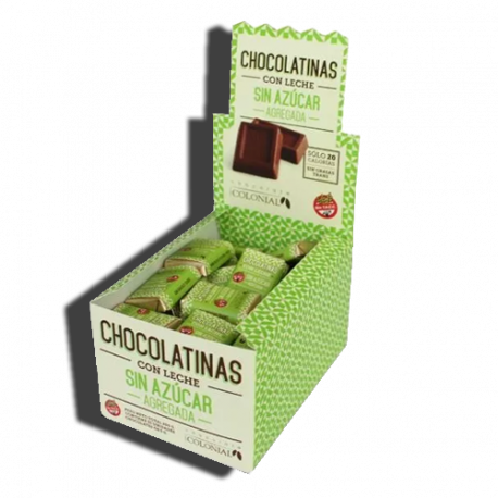 Chocolatinas con leche sin azucar estuche x50 unidades COLONIAL