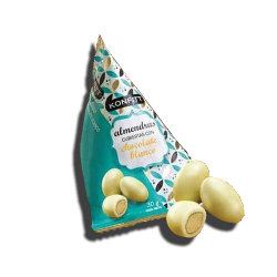 Almendras cubiertas c/choc blanco estuche *8 un. *30 gr KONFITT