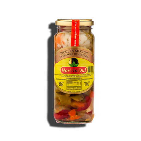 Pickles mixtos frasco vidrio 12*320 grs. HOR VIN DUL