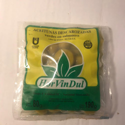 Aceituna verde descarozadas en sachet 100 grs. HOR VIN DUL